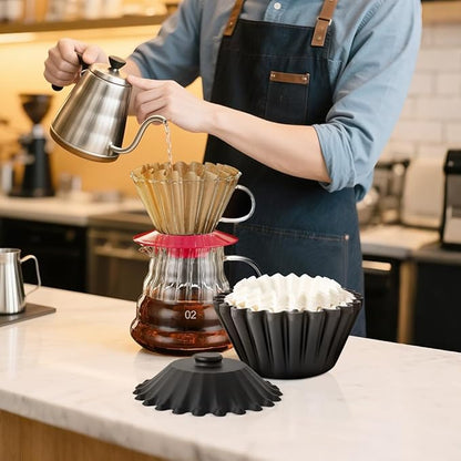 Basket Coffee Filter Holder Storage-Container - Coffee Bar Counter Accessories Decor Pour Over Paper Filters Organzier for 1-4 Cup Basket Filters