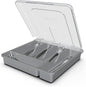 Silverware Tray with Lid, Utensil Holder for Kitchen Counter Plastic Flatware Organizers and Storage holder 5 Compartments Grey