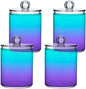 Bright Turquoise Purple Qtip Dispenser Apothecary Jars Bathroom Qtip Holder Storage Canister Plastic Jar 10 Oz for Cotton Ball Swab Round Pads Floss 4pcs
