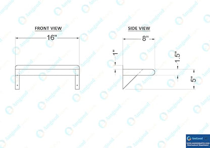 AmGood 16" Long X 8" Deep Stainless Steel Wall Shelf | NSF Certified | Appliance & Equipment Metal Shelving | Kitchen, Restaurant, Garage, Laundry, Utility Room