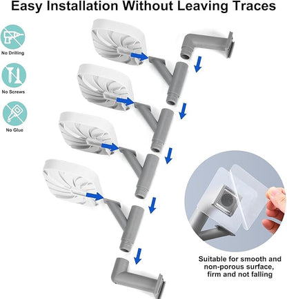 Soap Holder Four Layer Wall Mounted NO-Drilling Rotatable Self-draining Removable Soap Dish for Shower Bathroom Tray,Self Draining Sponge Holder,Razor Holder (White/Gray)