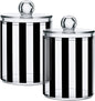 4 Pack Qtip Dispenser Apothecary Jars Bathroom Organizer, White and Black Striped Qtip Holder Storage Canister Plastic Acrylic Jar for Cotton Ball/Swab/Rounds