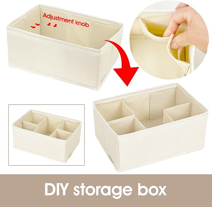 Cosmetic Storage Bins Makeup Organizer, Adjustable Multifunction Storage Box Desk Drawer Divider for Makeup Brushes, Bathroom Countertop or Dresser, Set of 4