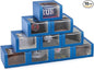 LADYBRO 10 Pack 7.8" x 7.8" x 4.8" Black Gift Boxes with Window Display for Hat Storage Containter for Baseball Caps (Fitted, Snapbacks, Trucker) (Glitter Royal Blue, 7.8" x 7.8" x 4.8")