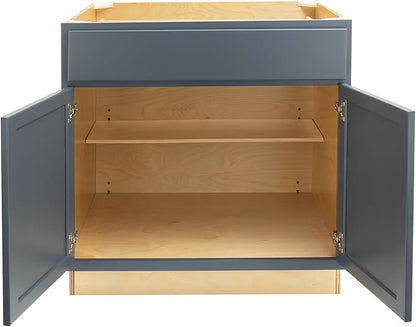 Quicklock RTA (Ready-to-Assemble) | Base Kitchen Cabinets - Shaker Style | Made in America (Needlepoint Navy, 36" Wx34.5 Hx24 D Base)