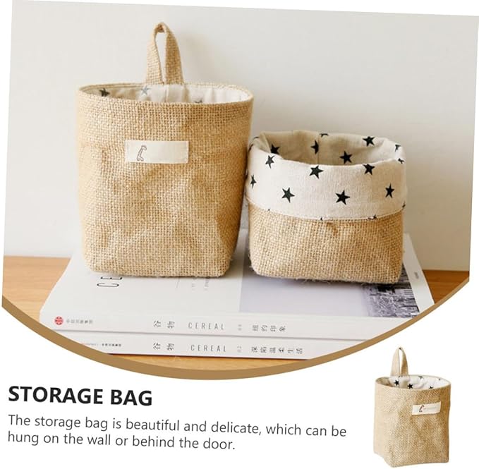 BESTYASH Japanese Style Yellow Cotton Linen Hanging Storage Bag Wall-Mounted Organizer Versatile Door Storage Pouch for Small Spaces and Easy Access