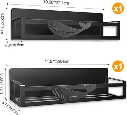 Magnetic Spice Rack for Refrigerator, 2 Pack Metal Magnetic Shelf Organizer for Fridge Side, Strong Spice Storage Rack for Kitchen, Black