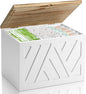 Tampon Holder for Bathroom, Feminine Product Organizer, Pad Organize Case with Lid, Shark Week Wooden Tampon Storage Decor, Lady Girl Stuff Box for Toilet Bathroom Accessories- White