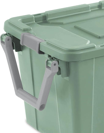 40-gallon plastic storage boxes with snap-on lids and handles, light green, 2-pack