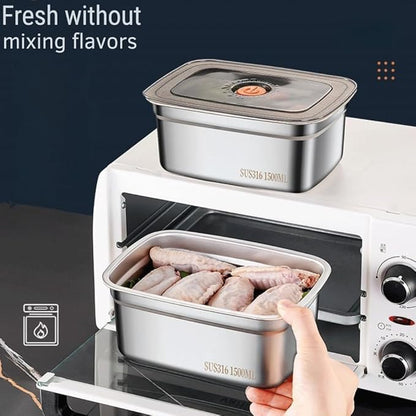 Fridge Storage Box 316 Stainless Steel Food Storage Containers | Food Grade, Leakproof Kitchen Organizer | Freshness Locking, Microwavable & Freezer Safe (1500ml Pack Of 04)