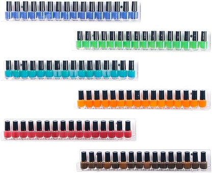 Coward 6 Piece Acrylic Nail Polish Organizer Rack Wall Mounted, Essential oil Display Stand, Alcohol ink Paint Storage Holder, displays 90 Bottles