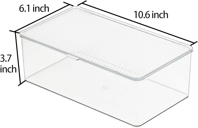 ZEXALOR Clear Plastic Storage Bin with Lid, Makeuo Holder, Fridge Organizer, Refrigerator Organizers and Storage, Small Container for Pantry, Office, Dresser, Bathroom, Kitchen, Snack