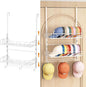 Over Door Hat Organizer 3 Tier Wall Mounted Hat Rack with 2 Adjustable Metal Basket and 3 Hooks Hat Organizer for Baseball caps Hat Hanger Holder Display for Door Closet, Cap Organizer Storage