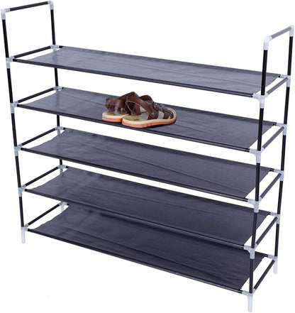 4-Tier Shoe Rack - Stackable, Free Standing Shoe Shelf for Entryway Storage - Modern Wood Home Furniture (Ships from USA)