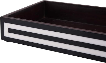 Handicrafts Home Black & White Bathroon Tray, Resin Inlay, Concentric Decorative Vanity Tray for Perfume & Cosmetics, Guest Towel Holder, Serving Tray for Bathroom & Kitchen Counter Organizer- 10x6