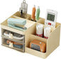 Makeup Storage Organizer with 2 Drawers, Desk Vanity Countertop Skin Care Cosmetic Display Case Make up Stands for Hair Accessories Lipstick Lotions Beauty Skincare Organizing (Cream)