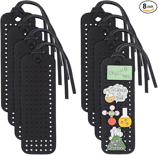 8 Sets Portable Leather Brooch Pin Display Holder, 4.72 x 1.57 Inch Rectangular Black Brooch Pin Storage Holder Enamel Pins Display Organizer With Rope for Jewelry Brooch Pins