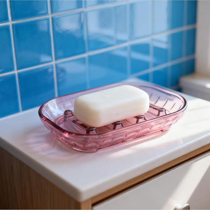 2-Pack Soap Dish Holder for Bar Soap, Bathroom Soap Dishes Soap Holder, Soap Saver Dry Stop Mushy Soap Tray for Shower Bathroom, Kitchen Sink,Pink