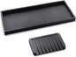 Bloss Small Bathroom Vanity Tray with Soap Dish, 8 x 4 inch Silicone Kitchen Soap Tray,Bathroom Counter Trays Organizer for Candle Perfume Jewelry Key, Black