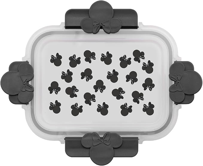 JoyJolt Disney Mickey & Minnie Glass Food Storage Containers with Lids, 2 Airtight Borosilicate Glass Storage Containers with Lids for Kitchen, Reusable Meal Prep Container, Disney Gifts | Black