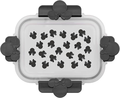 JoyJolt Disney Mickey & Minnie Glass Food Storage Containers with Lids, 2 Airtight Borosilicate Glass Storage Containers with Lids for Kitchen, Reusable Meal Prep Container, Disney Gifts | Black