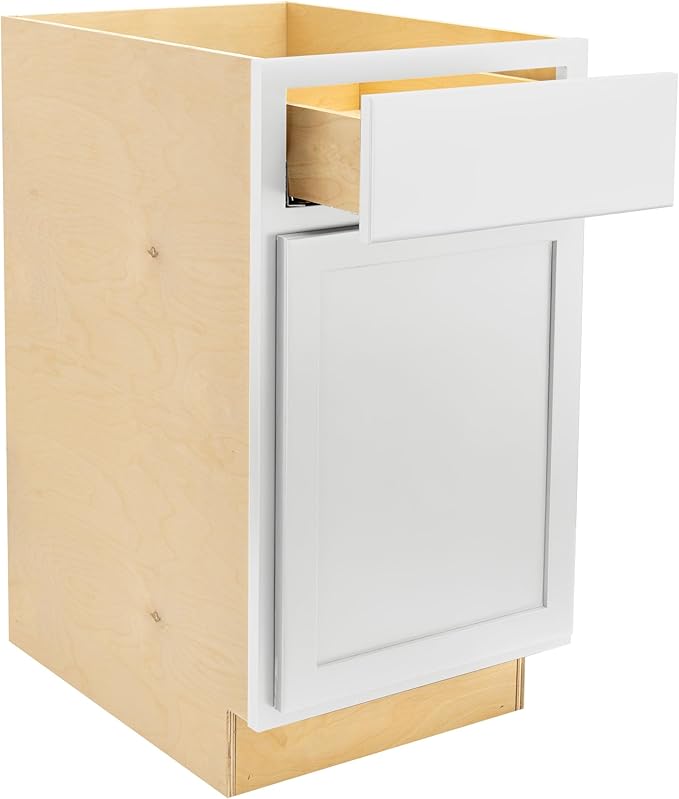Quicklock RTA (Ready-to-Assemble) | Base Kitchen Cabinets - Shaker Style | Made in America (Pure White, 18" Wx34.5 Hx24 D Base)