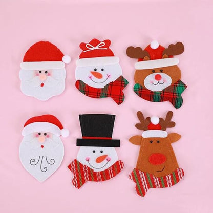 10 PCS Christmas Cutlery Silverware Holder Cute Christmas Tableware Holder Knife Fork Bag Pouch Decor for Christmas Party Dinner Table Decor