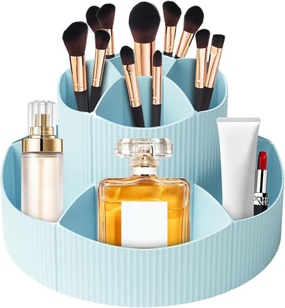 DASITON 360° Rotating Makeup Brush Holder Organizer,Large Capacity Makeup Organizer Countertop,11 Slots Makeup Brush Holder,Cosmetic Organizer,Cosmetic Display Cases for Vanity,Desktop,Bathroom(Blue)