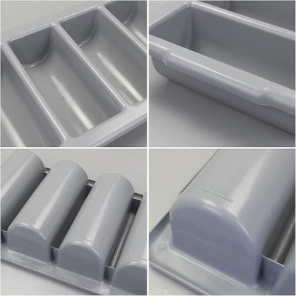 4-Pack Plastic 4-Compartment Cutlery Bin, Commercial Cutlery Holder, Gray