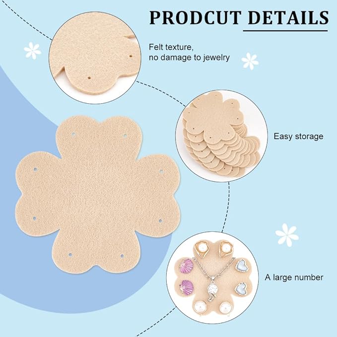FINGERINSPIRE 30 Pcs Clover Felt Travel Jewelry Display Organizer 2.7x7inch Tangle-Free Jewelry Containers Portable Jewelry Storage Protection Pad for Earrings, Ear Studs, Necklaces, Bracelet
