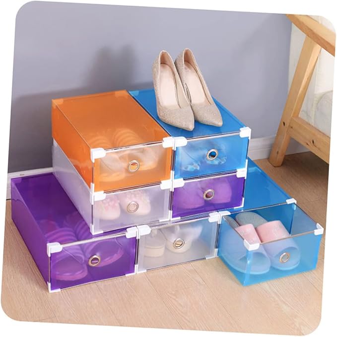 Amosfun 6pcs Shoes Storage Case Translucent Boxes Keep Shoes Clean Tidy for Dorm Home Office
