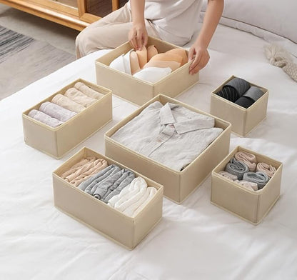 Fordonral 12 Pack Drawer Organizer Clothes, Foldable Fabric Dresser Organizer Closet Organizers and Storage Box for Underwear,Folded Clothes,Baby Clothing,Socks,Bra,Towels,Ties(12 Pack,Beige)
