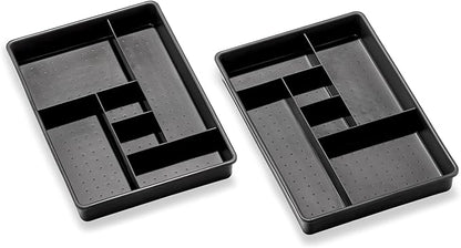 madesmart Set of 2 Plastic 6-Compartment Drawer Organizer Gadget Trays, Multipurpose Storage Bins for Drawers, Granite, 10.75 x 7.5 x 2.6 inches (Pack of 6)