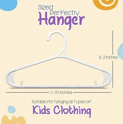 Utopia Home Kids Hangers 60 Pack - 11 Inch Plastic Baby Hangers for Closet - Childrens Hanger for Clothes & Infant Hanger for Closet - Non-Slip Shoulder Grooves, Strap Hooks & Pants Bar (White)