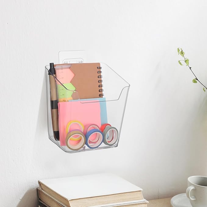 Lurrose 4pcs Cabinet Door Organizer: Wall Mounted Storage Bins - Plastic Shower - Pencil Holder for Shower Bathroom Kitchen Office