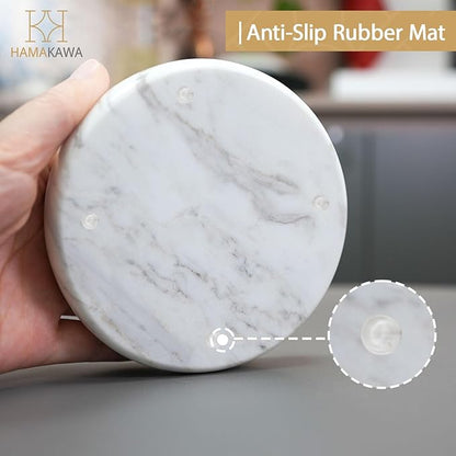 Natural Marble Soap Dish, Round Carrara White Jewelry Dish, Limestone Shower Soap Holder, Modern Stone Sponge Holder, Bar Soap Saver Tray for Bathroom, Kitchen, Easy to Clean