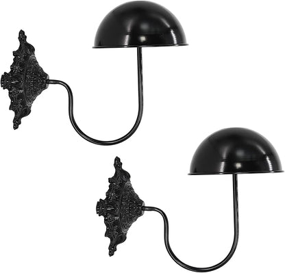 Owlgift Rustic Black Wall Mounted Hat Holder Set of 2 – Vintage Style Iron Cap Rack with Dome Top for Hats, Helmets, Wigs & Scarves – Decorative Wall Hook for Entryway, Home, Cafe, or Boutique