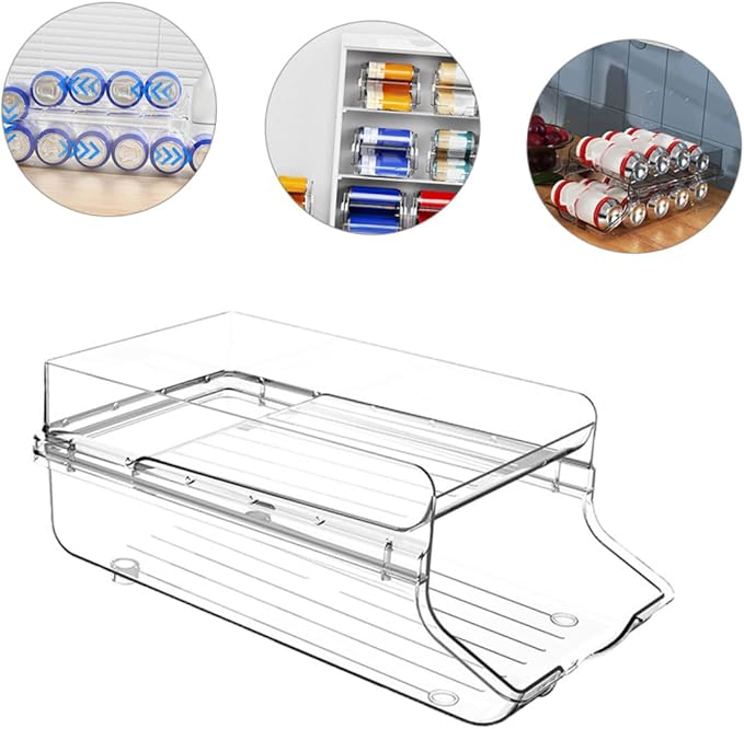 Zerodeko Double Can Dispenser for Beverages Transparent Soda Organizer for Fridge and Pantry Storage for Cans of Soda Beer and More Space-saving Design for Home and Rvs