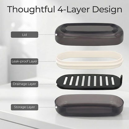 AIMAIAIMAI Shampoo Bar Holder Travel Case for Two Bars – Compatible with Kitsch Solid Shampoo & Conditioner Bars, Large Soap Container for Bathroom or Travel (1 Pack, Black Style A-Large)