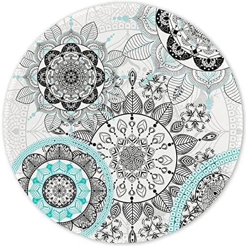 ITNRSIIET Round Mouse Pad with Stitched Edge Premium-Textured Waterproof Non-Slip Rubber Base Desktop Protection Mat Diameter 8.7 inches, Mandala Flowers by +ITNRSIIET