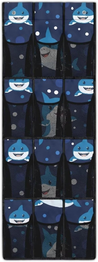 Shark Over the Door Shoe Organizer,Behind Door Shoes Hang Holder Rack,Hanging Shoe Storage Hanging Bag Unique Print