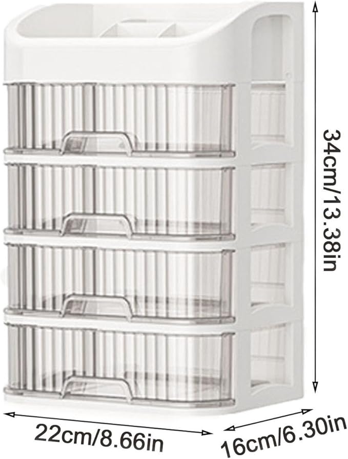 Makeup Organizers Skincare organizers with Storage Drawer, Waterproof Dustproof Cosmetics Display Cases with Brush Holder for Countertop Vanity Bathroom Dresser Gift (4 layers)