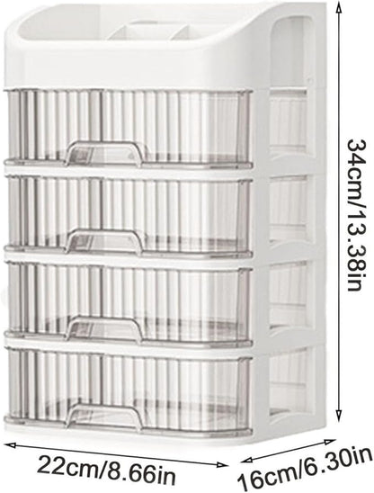 Makeup Organizers Skincare organizers with Storage Drawer, Waterproof Dustproof Cosmetics Display Cases with Brush Holder for Countertop Vanity Bathroom Dresser Gift (4 layers)