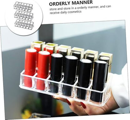 CALLARON 12-Slot Lipstick Organizer Box 3pcs Makeup Storage Case for Vanity Display Sturdy Lip Gloss Holder for Beauty Supplies