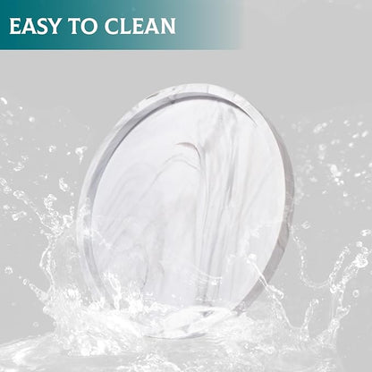 Silicone Bathroom Tray Round Vanity Tray Decorative Soap Holder Kitchen Countertop Organizer Coffee Table Decor for Candle, Perfume, Plant, 11 Inch, Marble Grey
