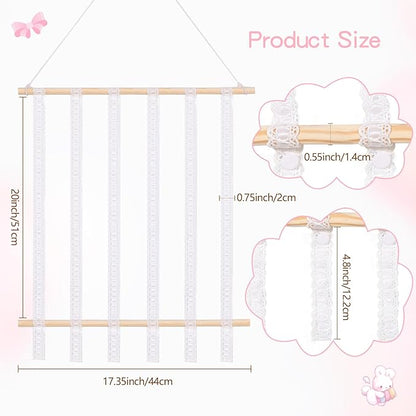 OAOLEER Hair Bow Holder Organizer for Girls Hair Bows,Hair Accessories Headband Organizer Bow Storage Hanger for Baby Girls Wall Hanging Decor for Toddler Girls (White B)