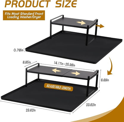 Washer and Dryer Countertop with Extendable Shelf and Silicone Mat, Washer Dryer Shelf with Mat, Universal Front Load Washer and Dryer Countertop Set for Laundry Room Organization (14-25 Inch)