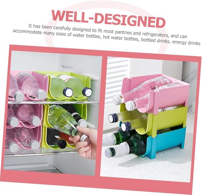 Garneck 3pcs Beer Storage Rack Soda Can Dispenser Plastic Beer Organizer Kitchen Storage Organizer Fridge Bottle Holder