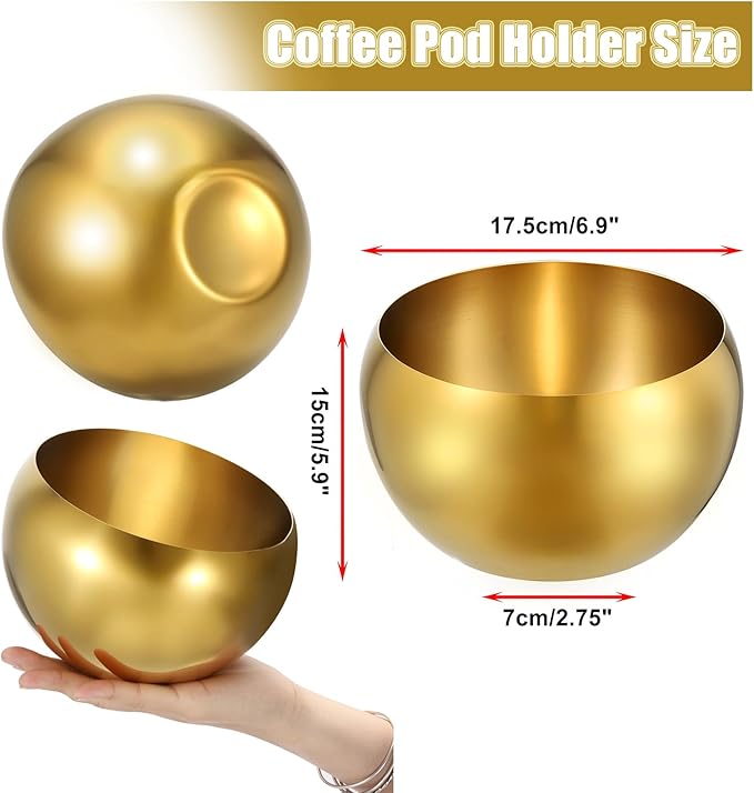 ELLDOO Coffee Pod Holder, Gold Metal Coffee Pod Storage for K Cup Nespresso Vertuo Keurig, Creamer Organizer Candy Bowl Fruit Jar for Countertop Kitchen Breakroom (Without Base)