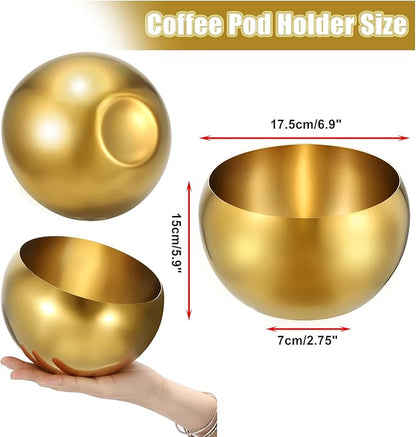ELLDOO Coffee Pod Holder, Gold Metal Coffee Pod Storage for K Cup Nespresso Vertuo Keurig, Creamer Organizer Candy Bowl Fruit Jar for Countertop Kitchen Breakroom (Without Base)